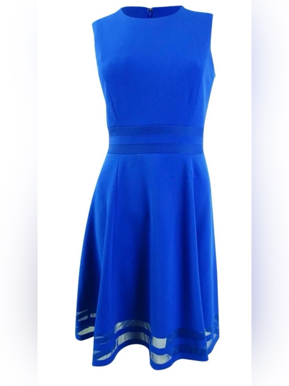Calvin Klein Cobalt Blue Sleeveless Fit-and-Flare Dress- Size 14W - Picture 2 of 5